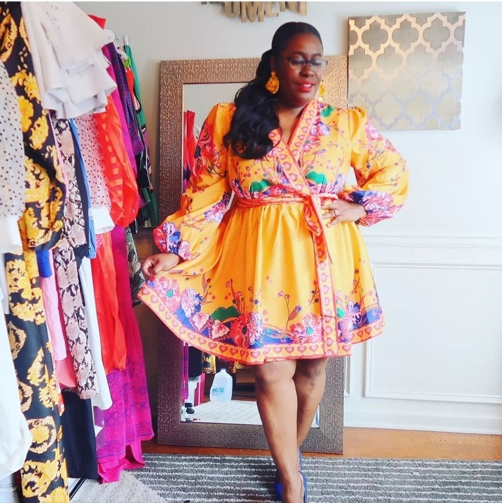 Tangerine print dress